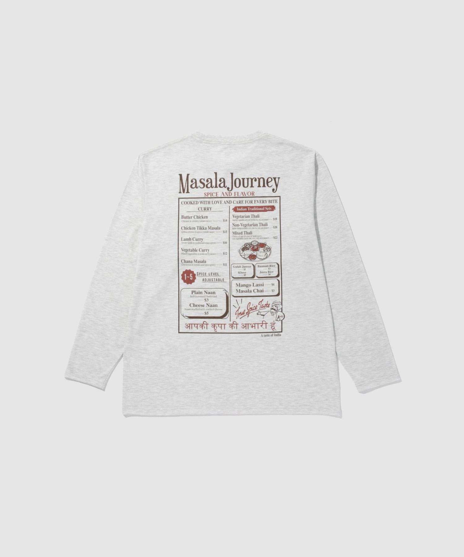 T-GRAPHICS フードメニュー長袖Tシャツ メンズ