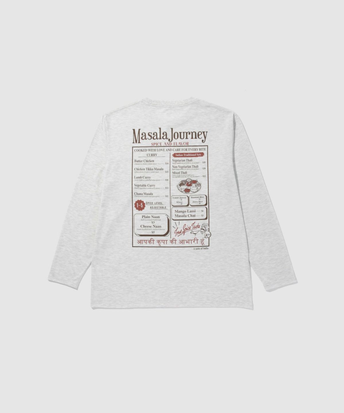 T-GRAPHICS フードメニュー長袖Tシャツ メンズ