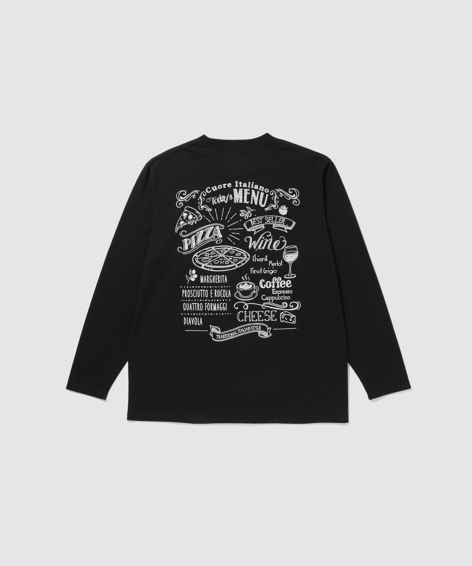 T-GRAPHICS フードメニュー長袖Tシャツ メンズ