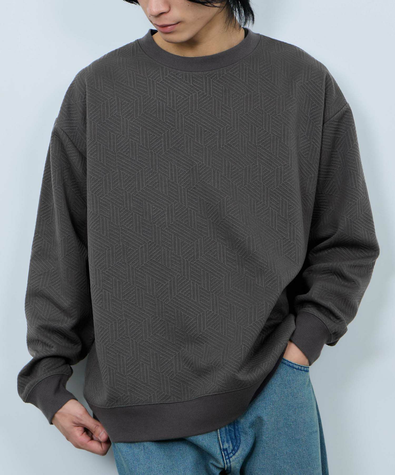 URBAN COLLECTION  ふくれジャガード クルーネックスウェット メンズ商品画像-1