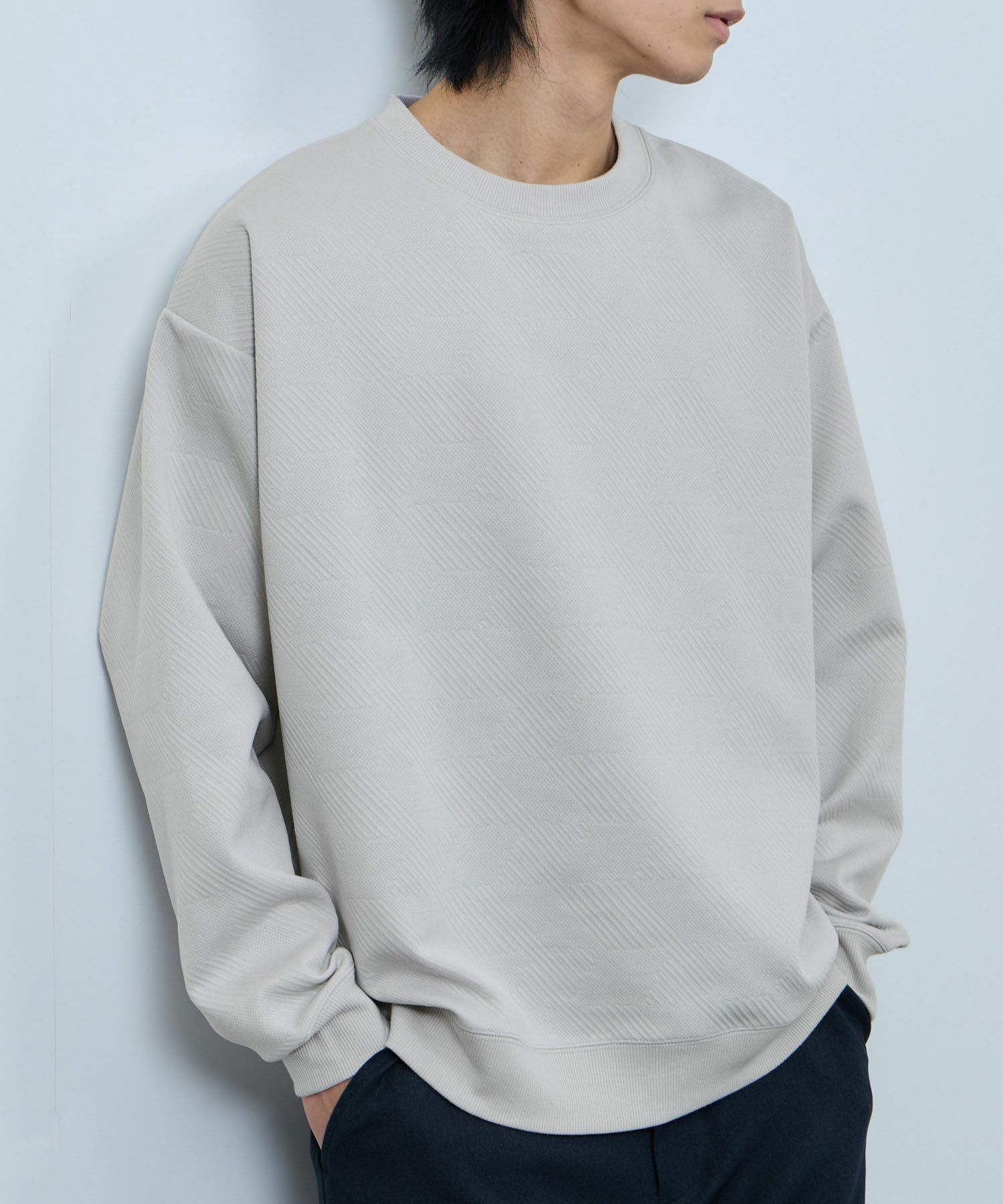 URBAN COLLECTION  ふくれジャガード クルーネックスウェット メンズ商品画像-2