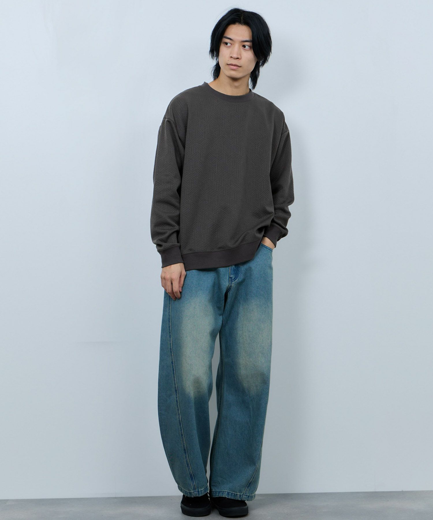 URBAN COLLECTION ふくれジャガード クルーネックスウェット メンズ