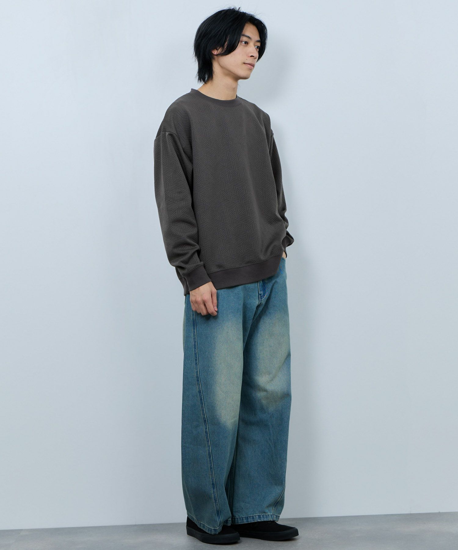URBAN COLLECTION ふくれジャガード クルーネックスウェット メンズ