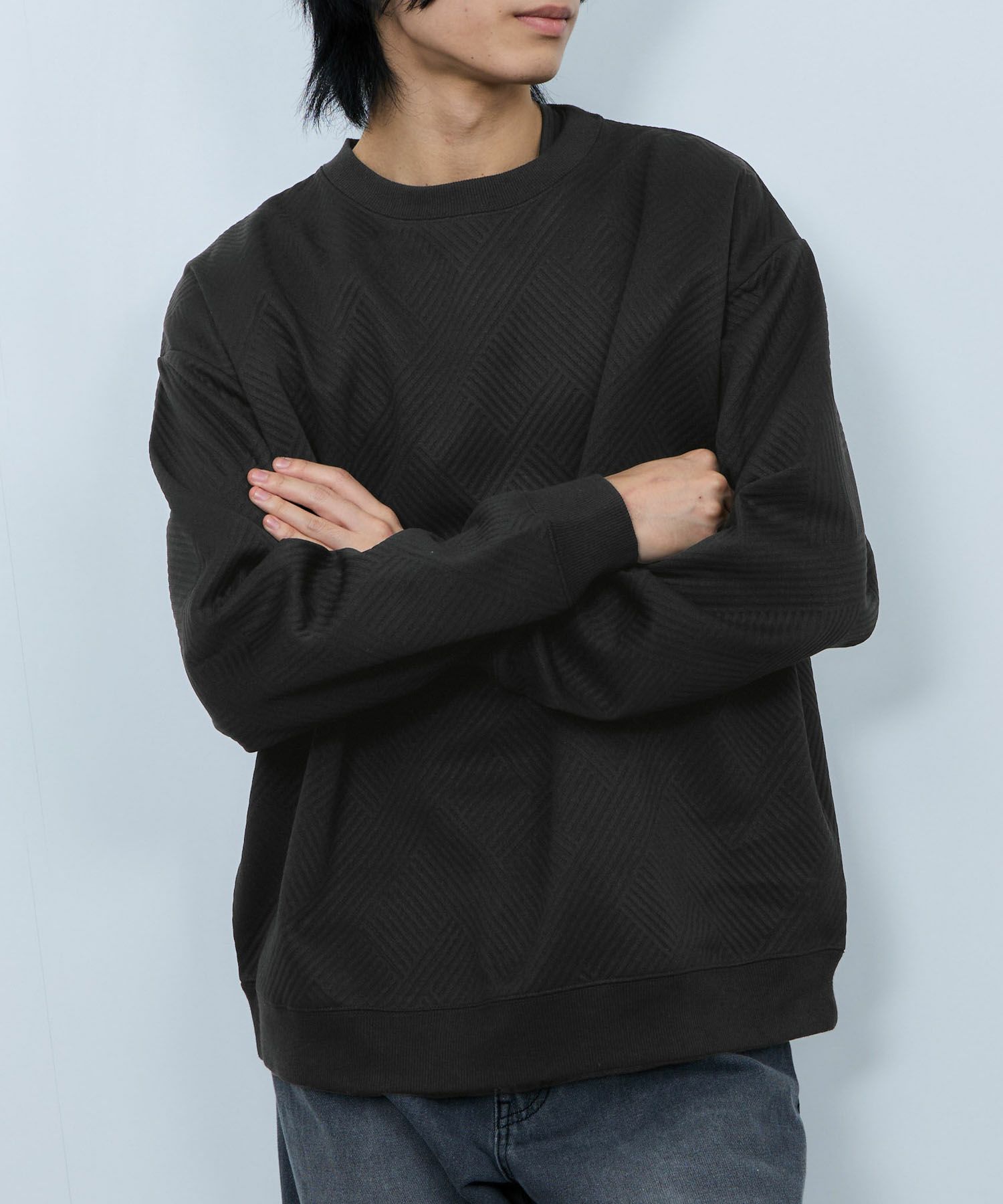 URBAN COLLECTION ふくれジャガード クルーネックスウェット メンズ
