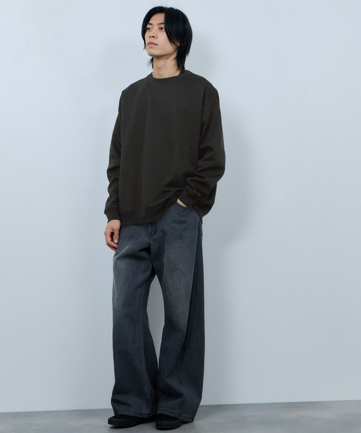 URBAN COLLECTION ふくれジャガード クルーネックスウェット メンズ