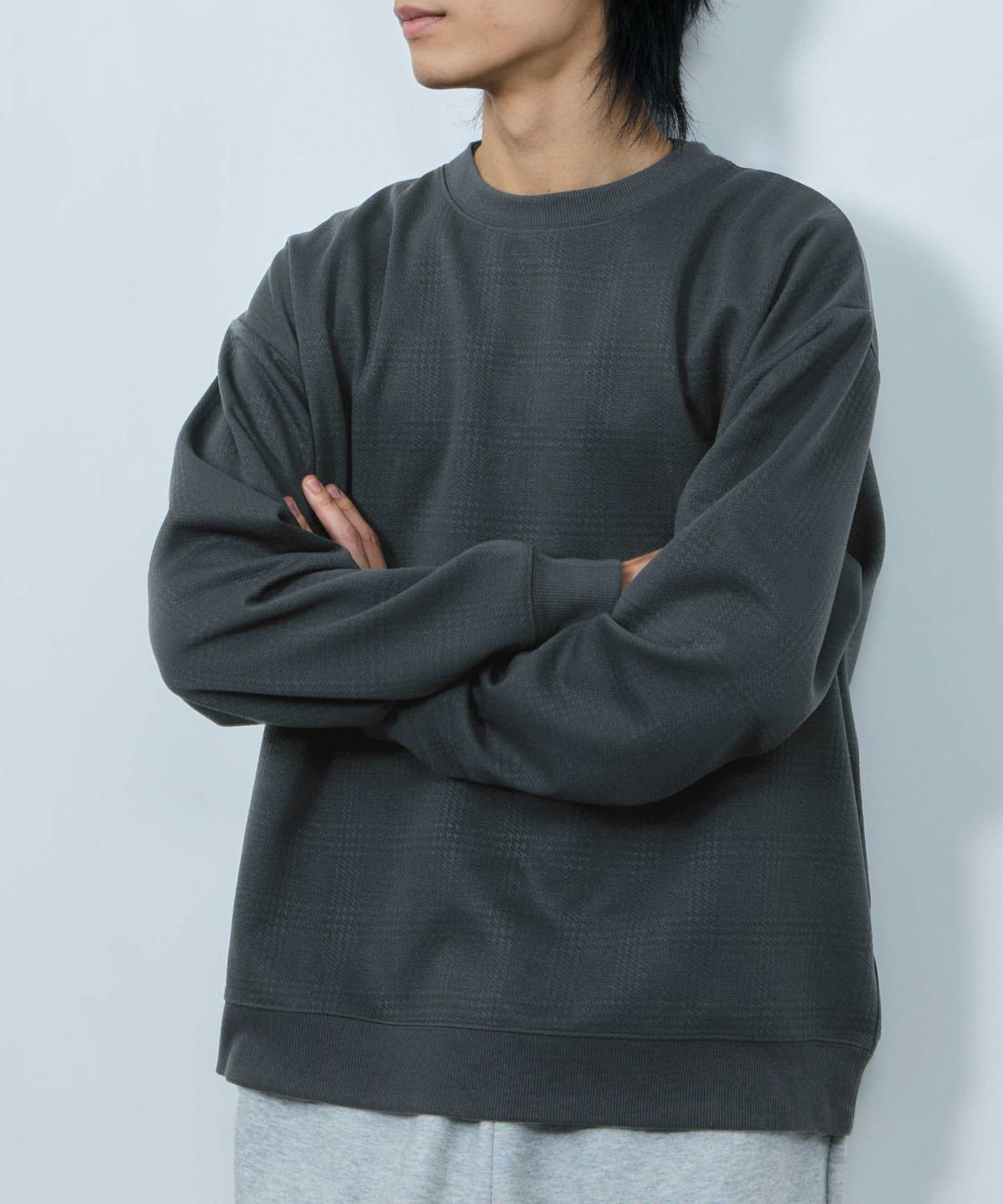 URBAN COLLECTION ふくれジャガード クルーネックスウェット メンズ