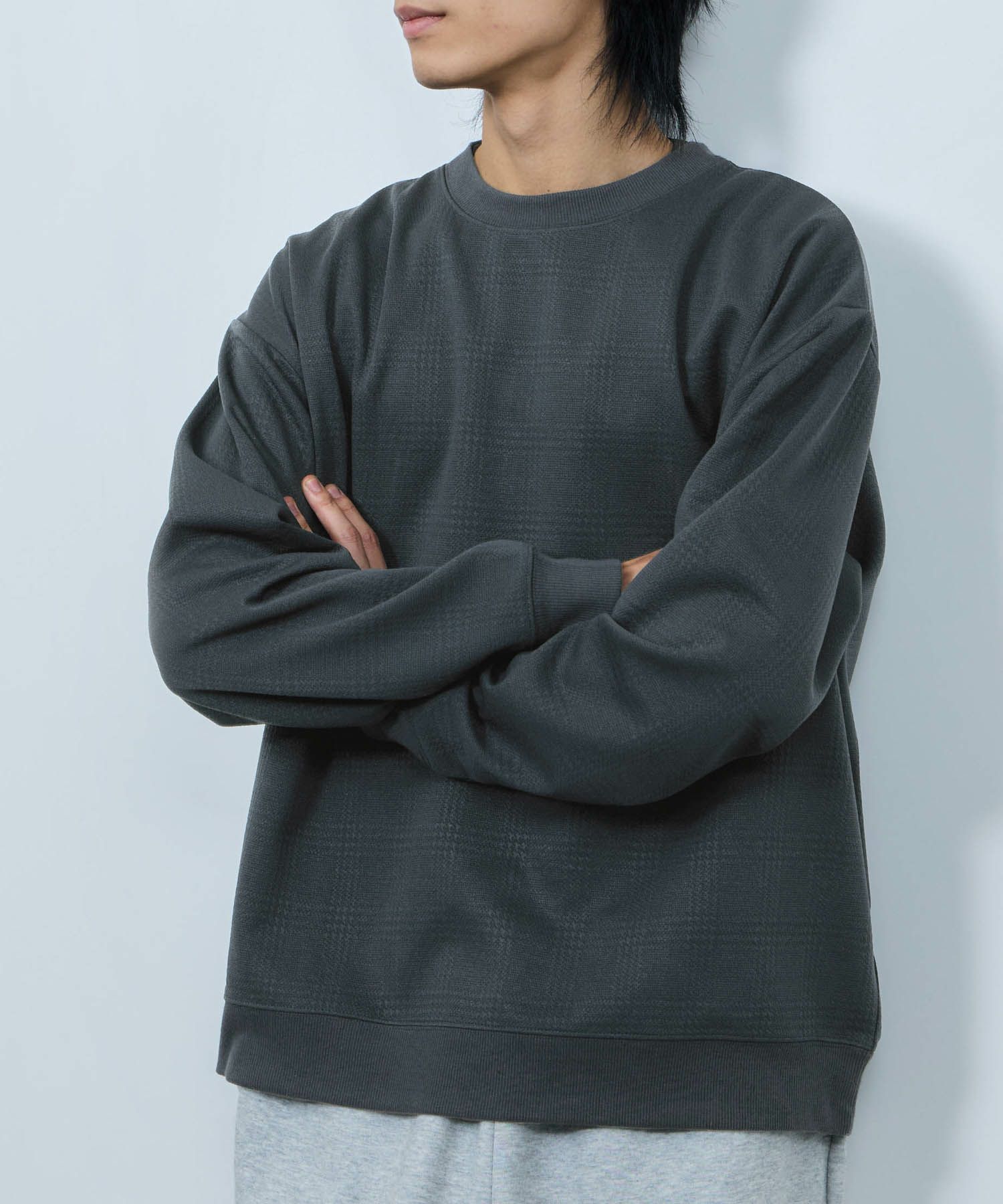 URBAN COLLECTION ふくれジャガード クルーネックスウェット メンズ
