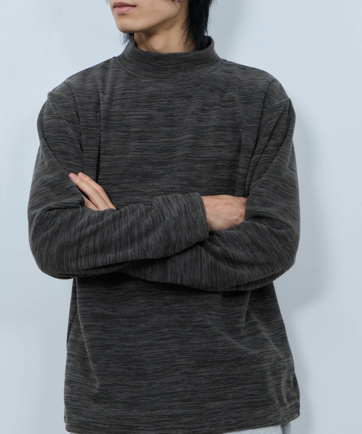 FIRST DOWN カチオンフリース モックネック長袖Tシャツ メンズ