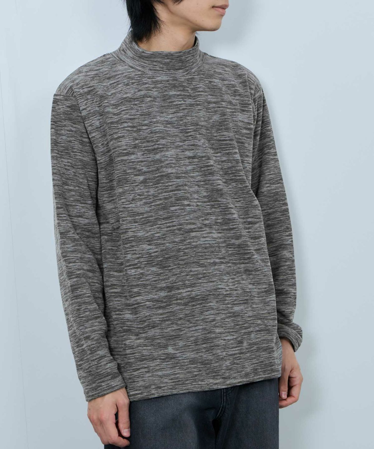 FIRST DOWN カチオンフリース モックネック長袖Tシャツ メンズ