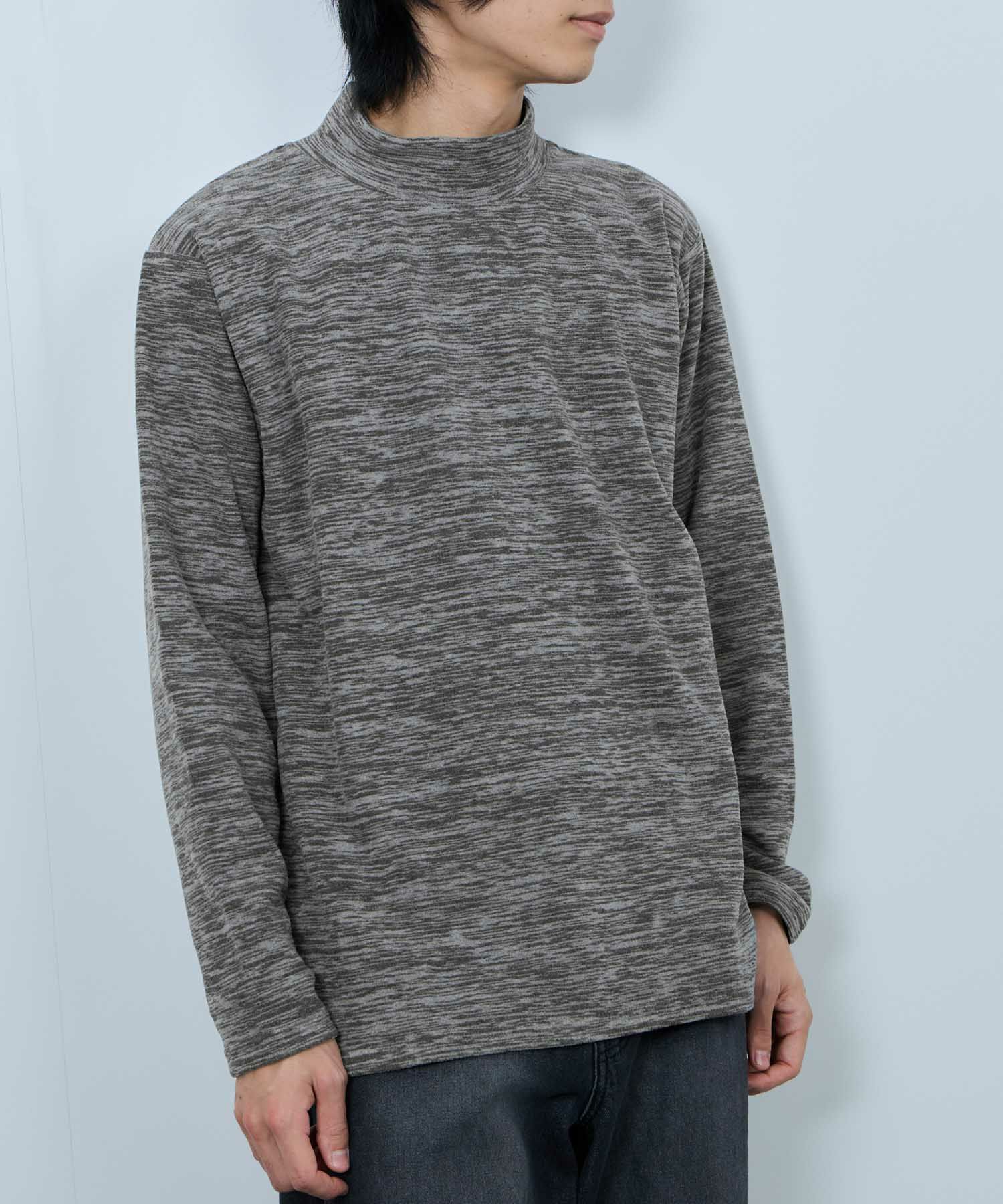 FIRST DOWN カチオンフリース モックネック長袖Tシャツ メンズ