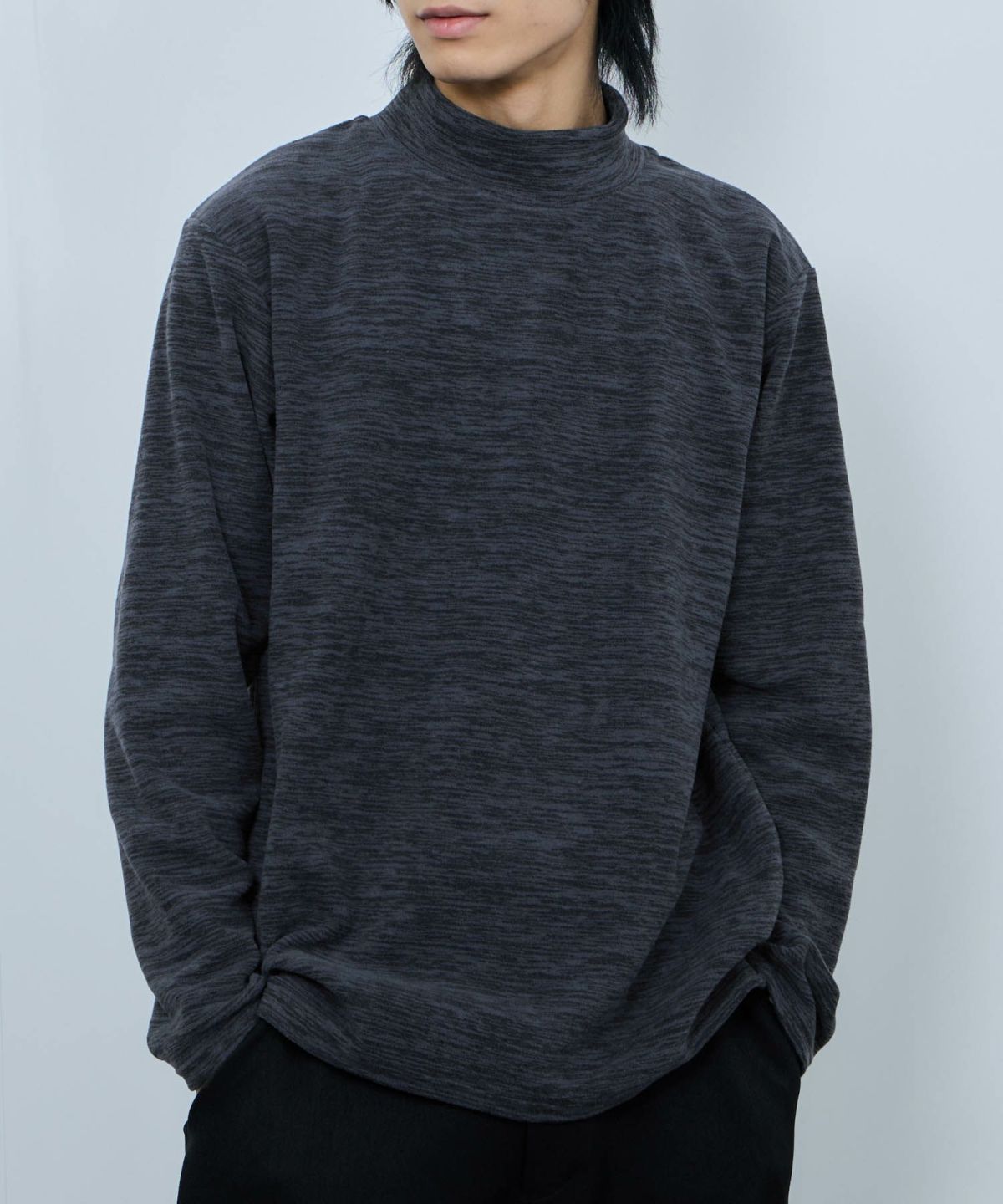 FIRST DOWN カチオンフリース モックネック長袖Tシャツ メンズ