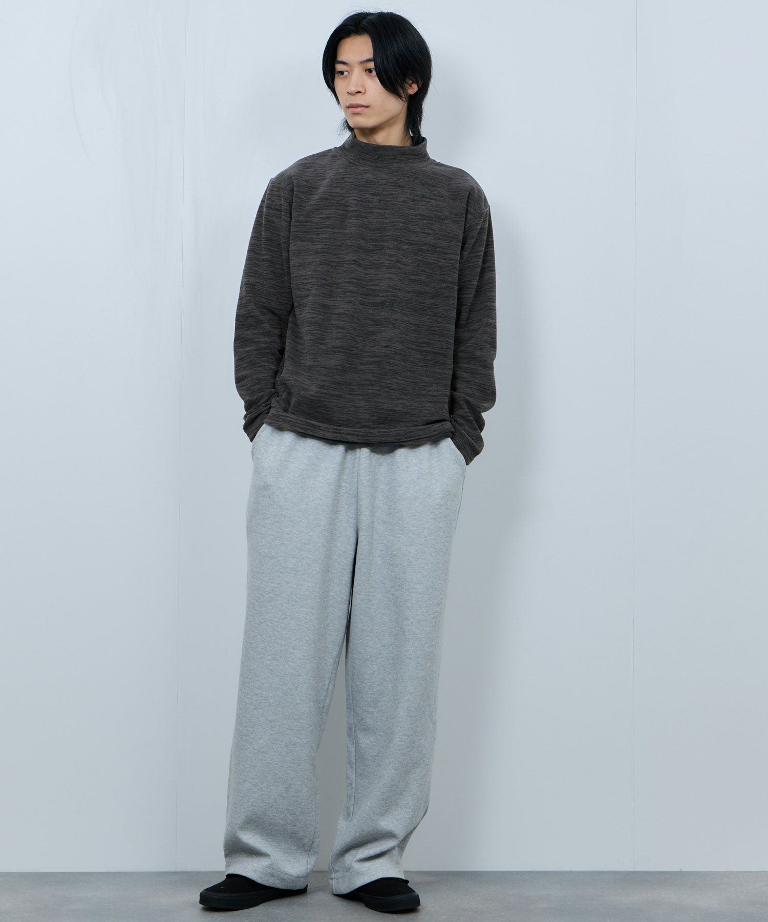 FIRST DOWN カチオンフリース モックネック長袖Tシャツ メンズ
