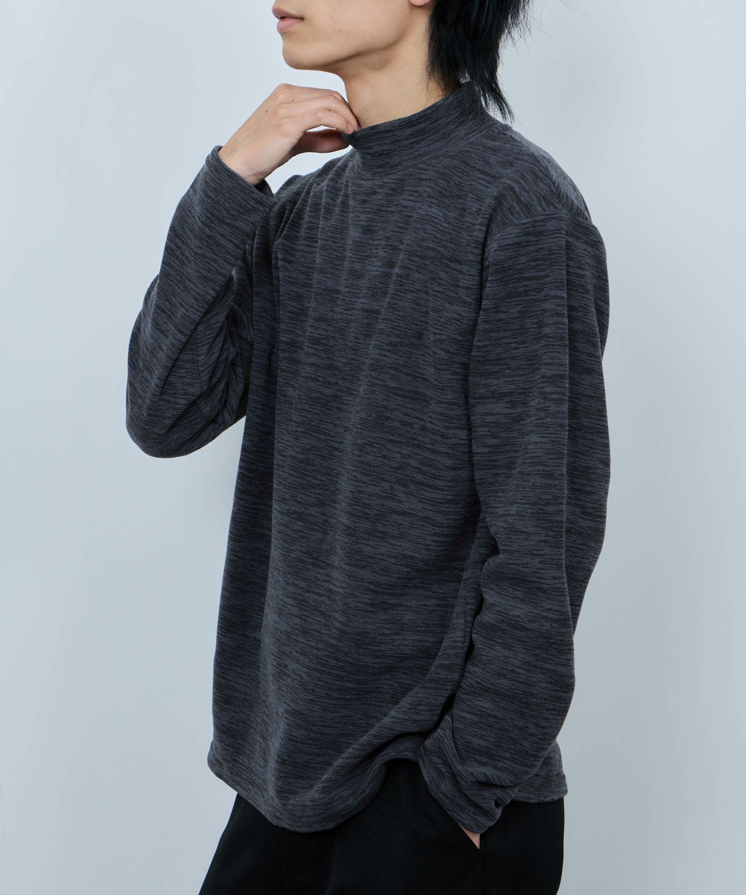 FIRST DOWN カチオンフリース モックネック長袖Tシャツ メンズ