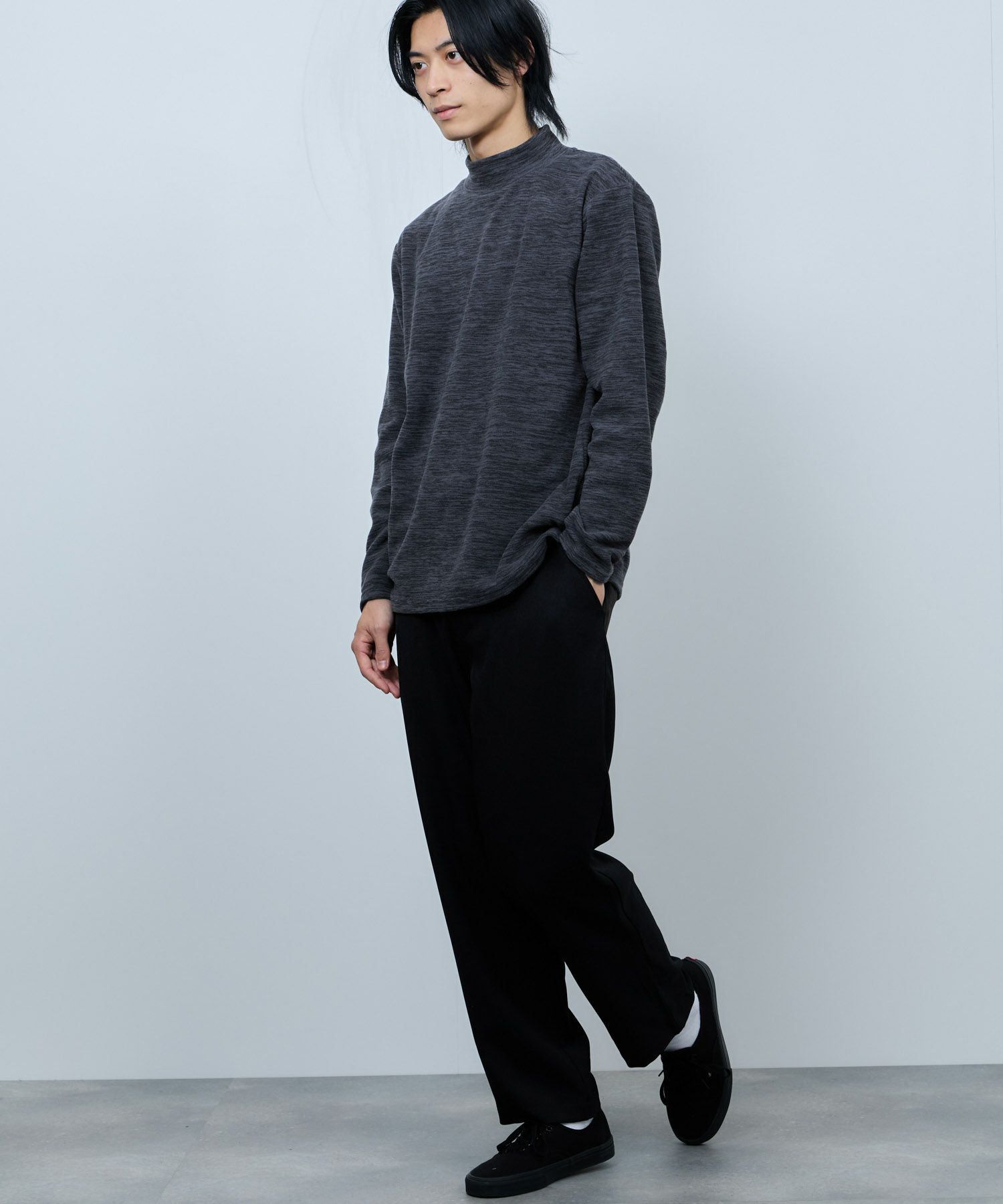 FIRST DOWN カチオンフリース モックネック長袖Tシャツ メンズ