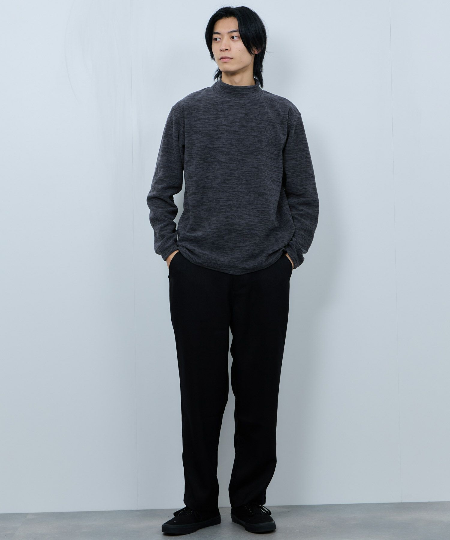 FIRST DOWN カチオンフリース モックネック長袖Tシャツ メンズ
