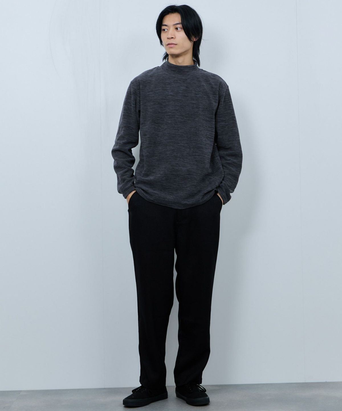 FIRST DOWN カチオンフリース モックネック長袖Tシャツ メンズ