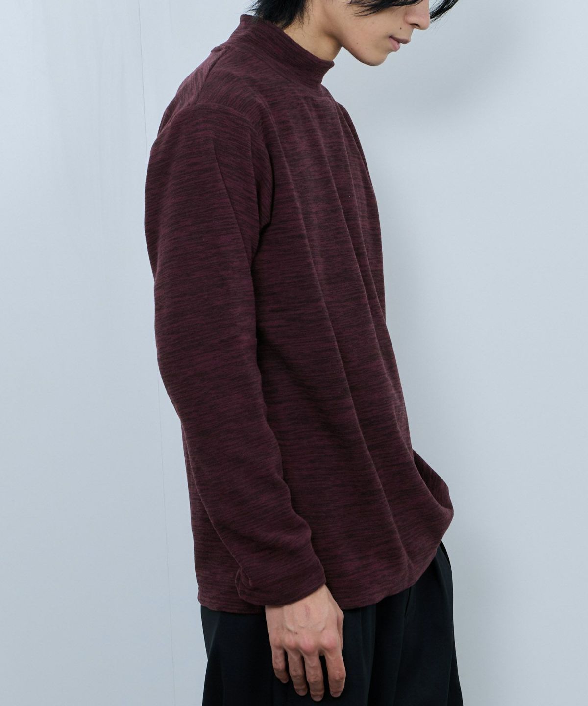 FIRST DOWN カチオンフリース モックネック長袖Tシャツ メンズ