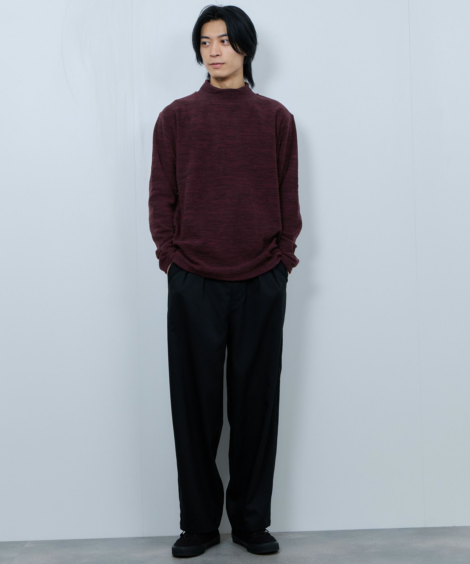 FIRST DOWN カチオンフリース モックネック長袖Tシャツ メンズ