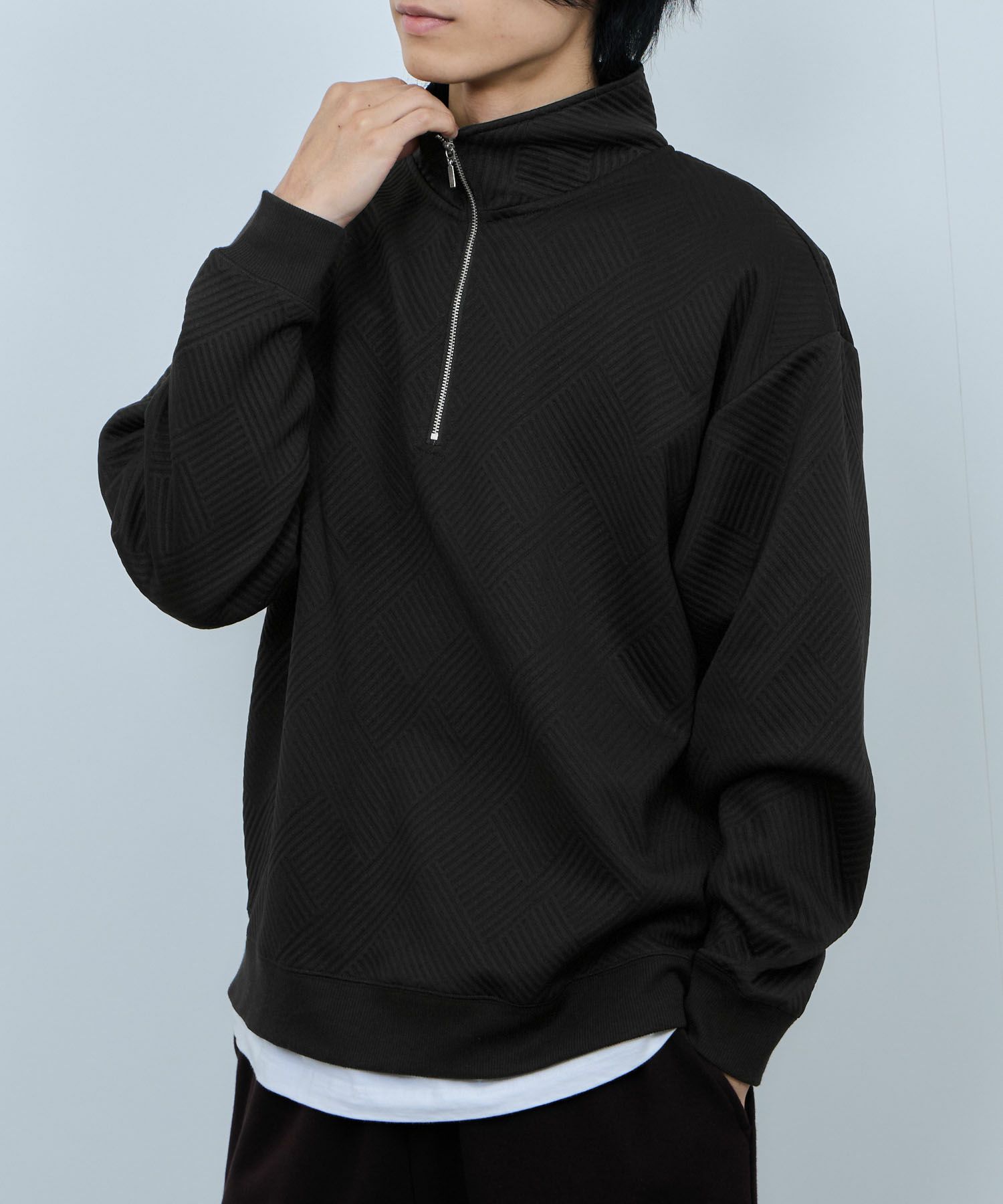 [値下げ]URBAN COLLECTION  ふくれジャガード ハーフジップスウェット メンズ商品サムネイル-1