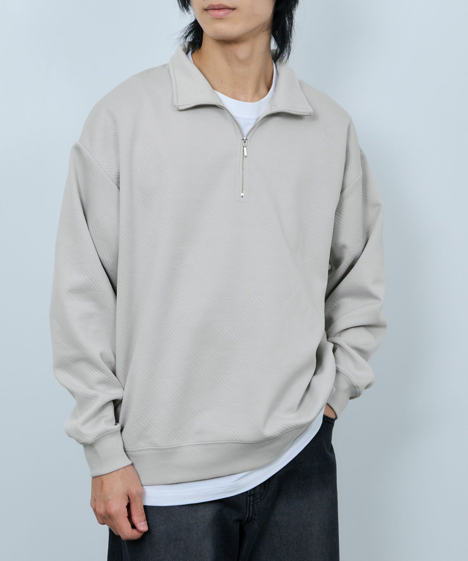 URBAN COLLECTION  ふくれジャガード ハーフジップスウェット メンズ商品サムネイル-2