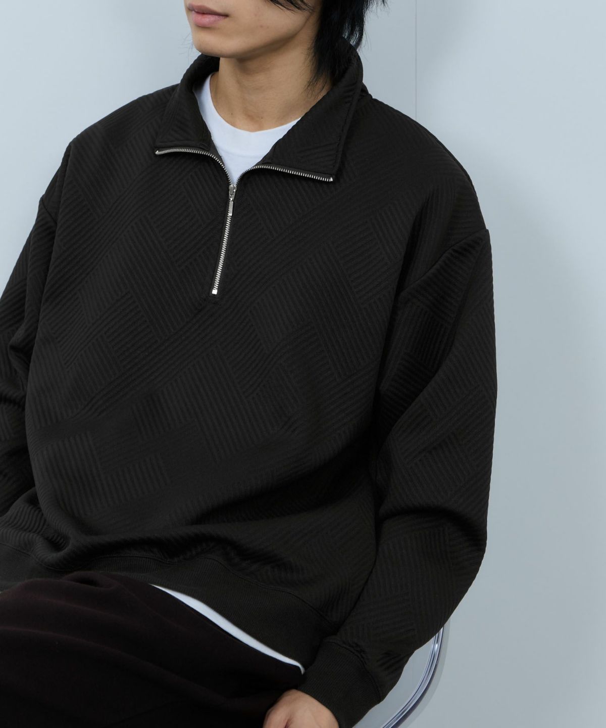 URBAN COLLECTION ふくれジャガード ハーフジップスウェット メンズ