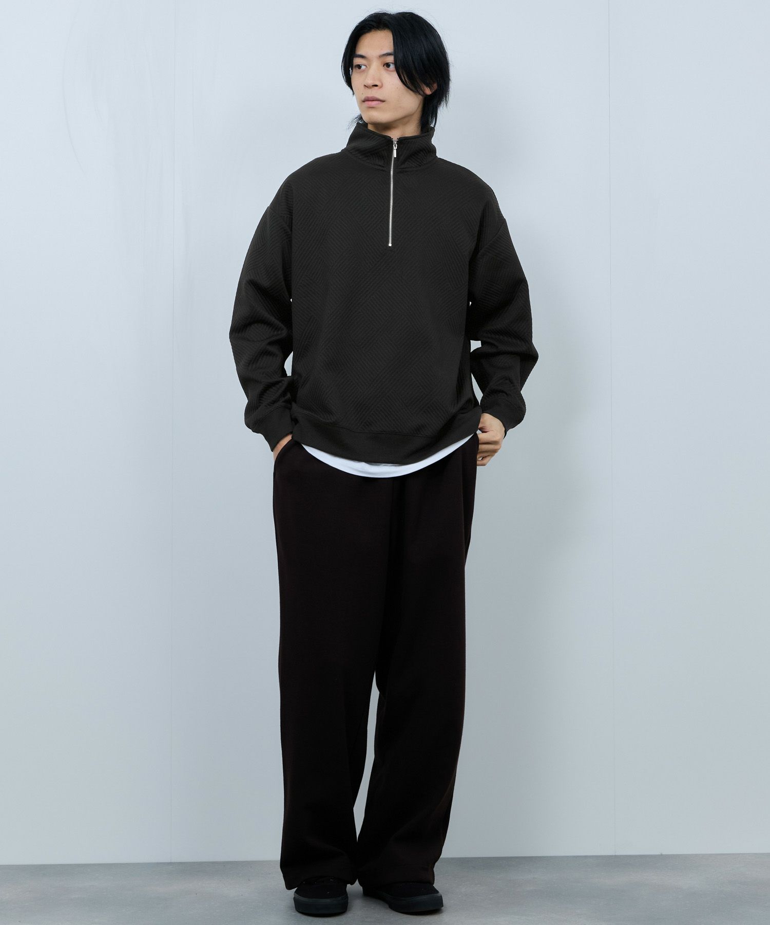 URBAN COLLECTION ふくれジャガード ハーフジップスウェット メンズ