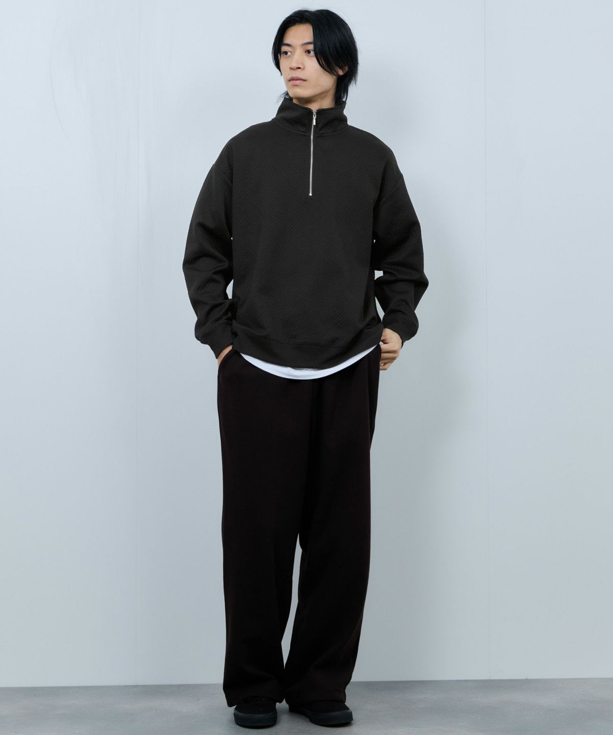 URBAN COLLECTION ふくれジャガード ハーフジップスウェット メンズ