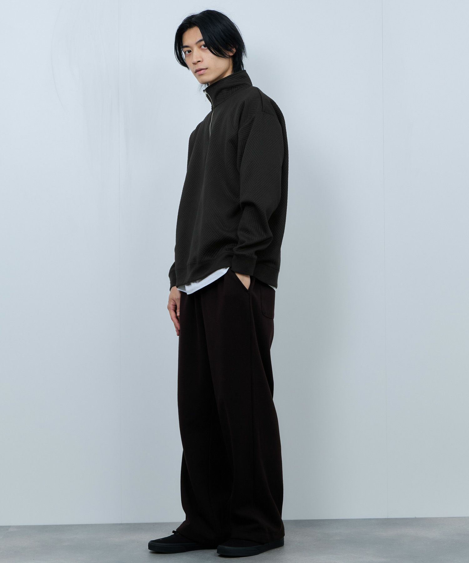 URBAN COLLECTION ふくれジャガード ハーフジップスウェット メンズ