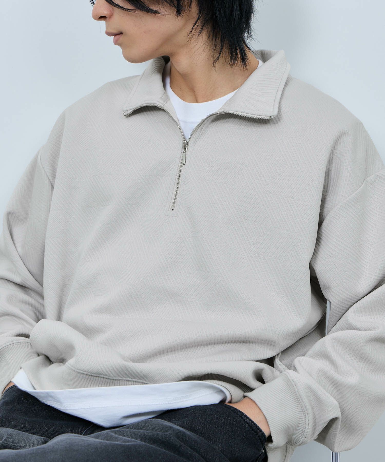 [値下げ]URBAN COLLECTION  ふくれジャガード ハーフジップスウェット メンズ商品サムネイル-11