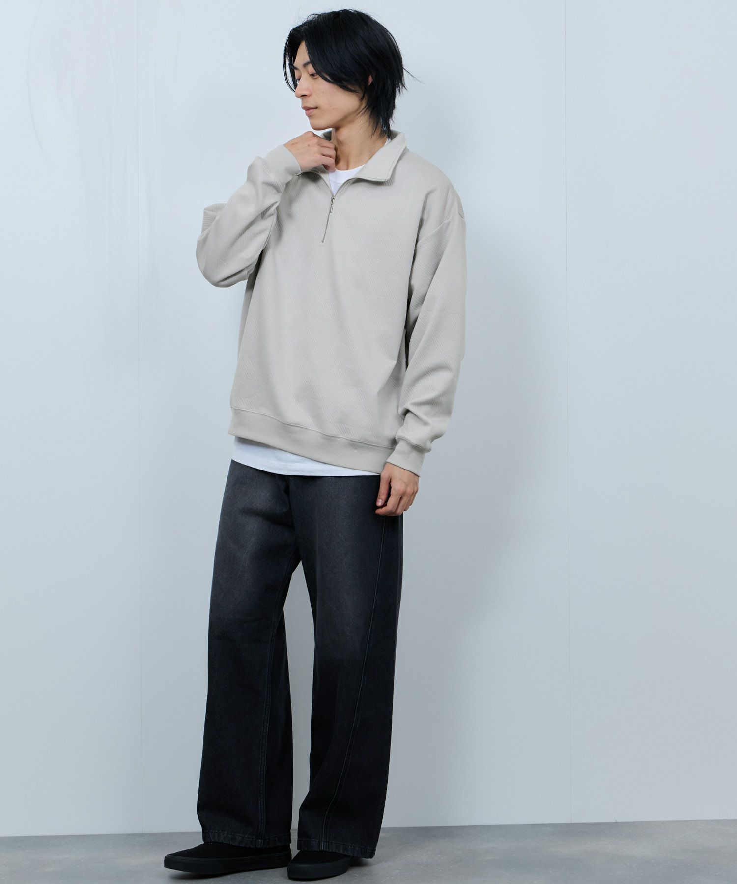 URBAN COLLECTION  ふくれジャガード ハーフジップスウェット メンズ商品サムネイル-12