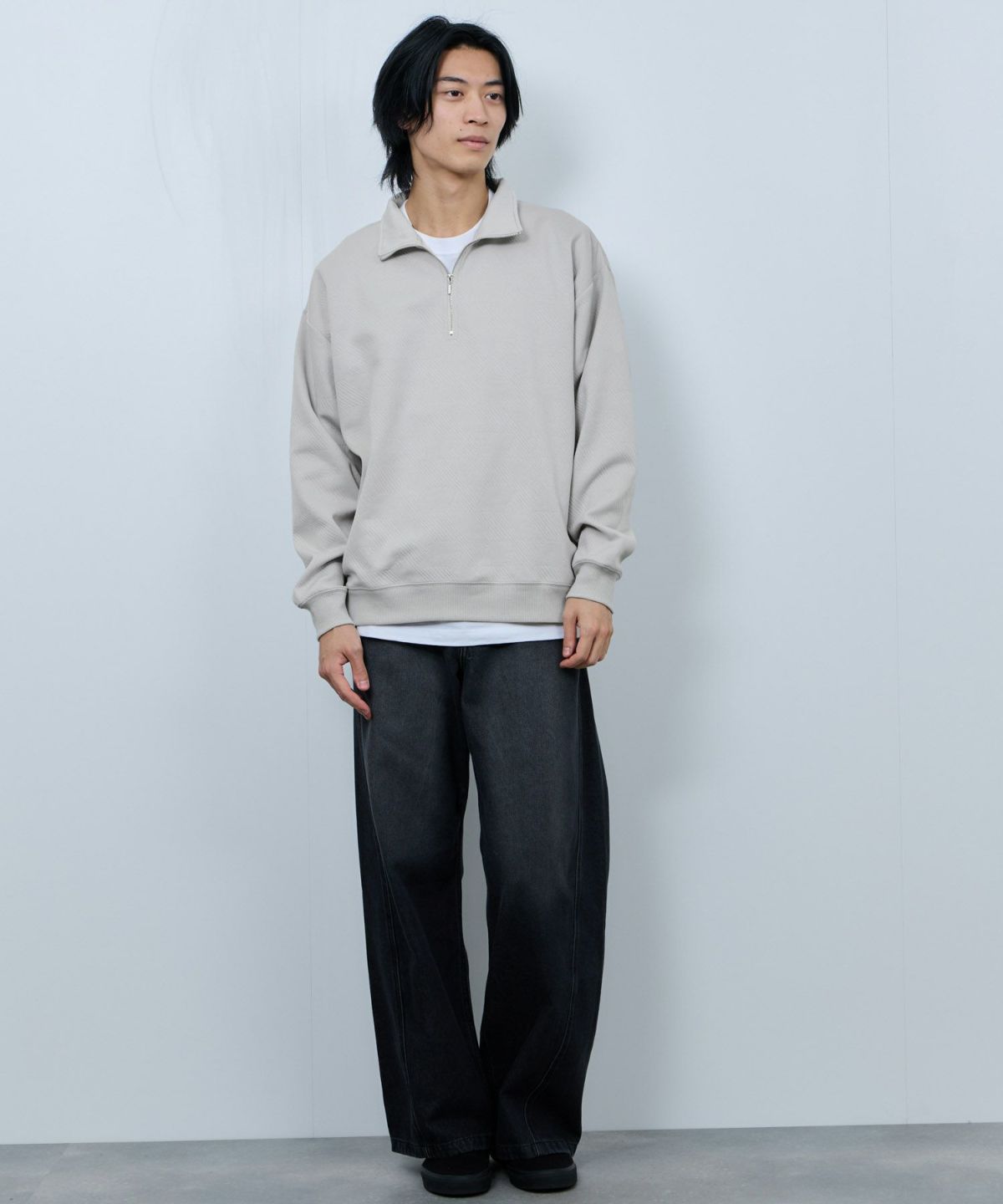 URBAN COLLECTION ふくれジャガード ハーフジップスウェット メンズ