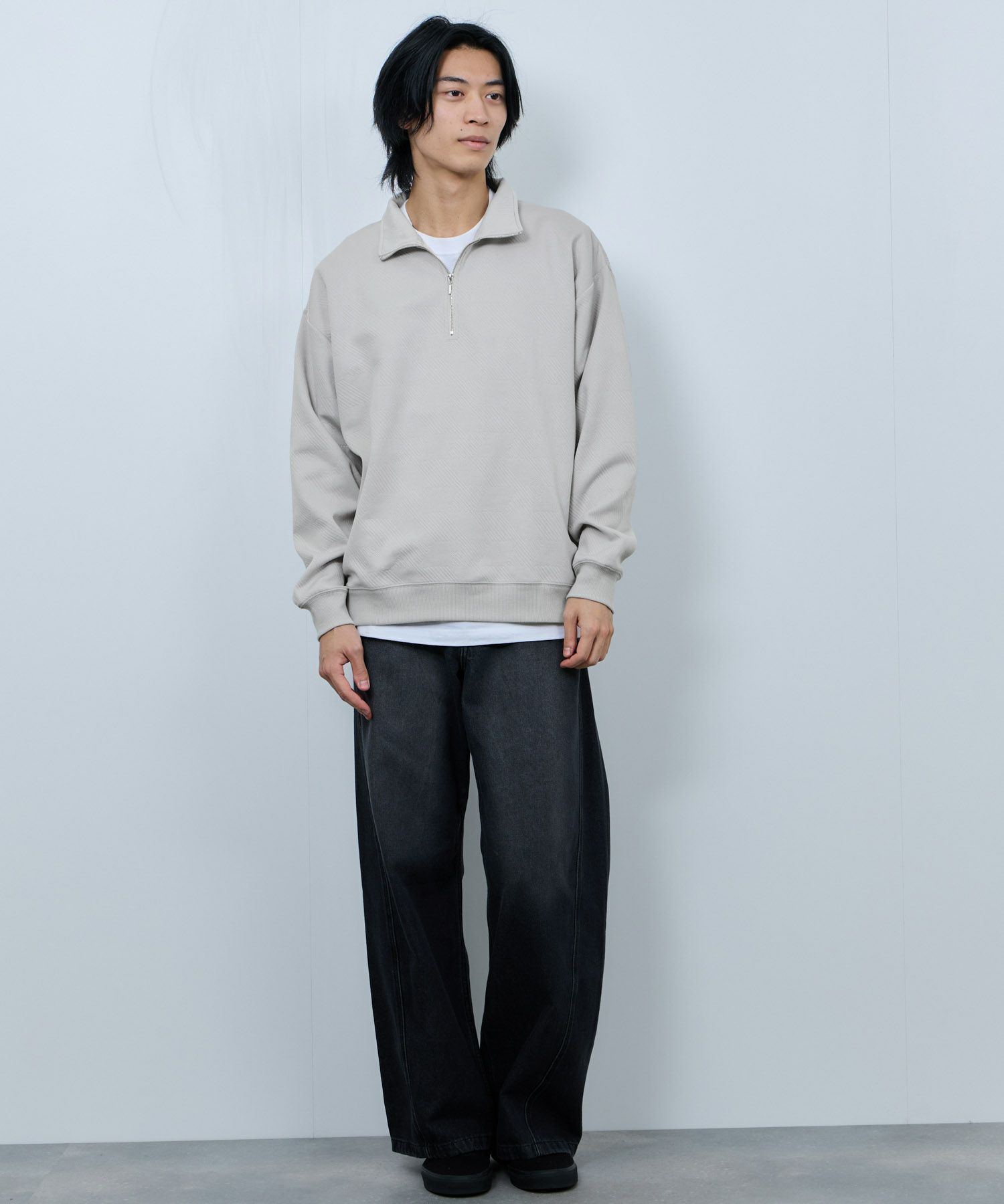 URBAN COLLECTION  ふくれジャガード ハーフジップスウェット メンズ商品サムネイル-13