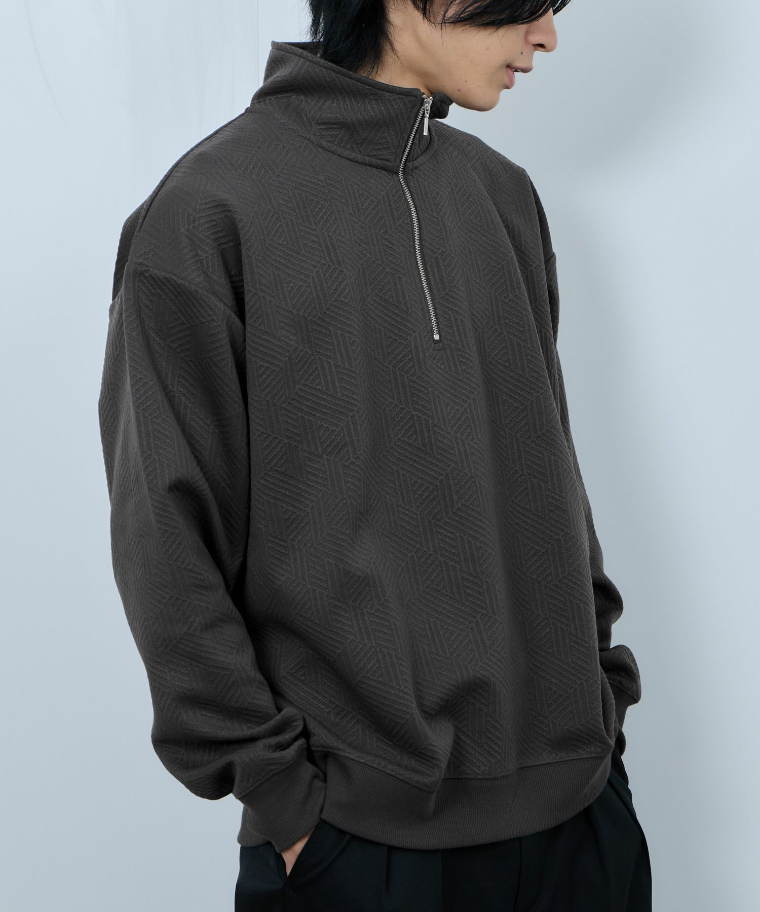 URBAN COLLECTION  ふくれジャガード ハーフジップスウェット メンズ商品サムネイル-14