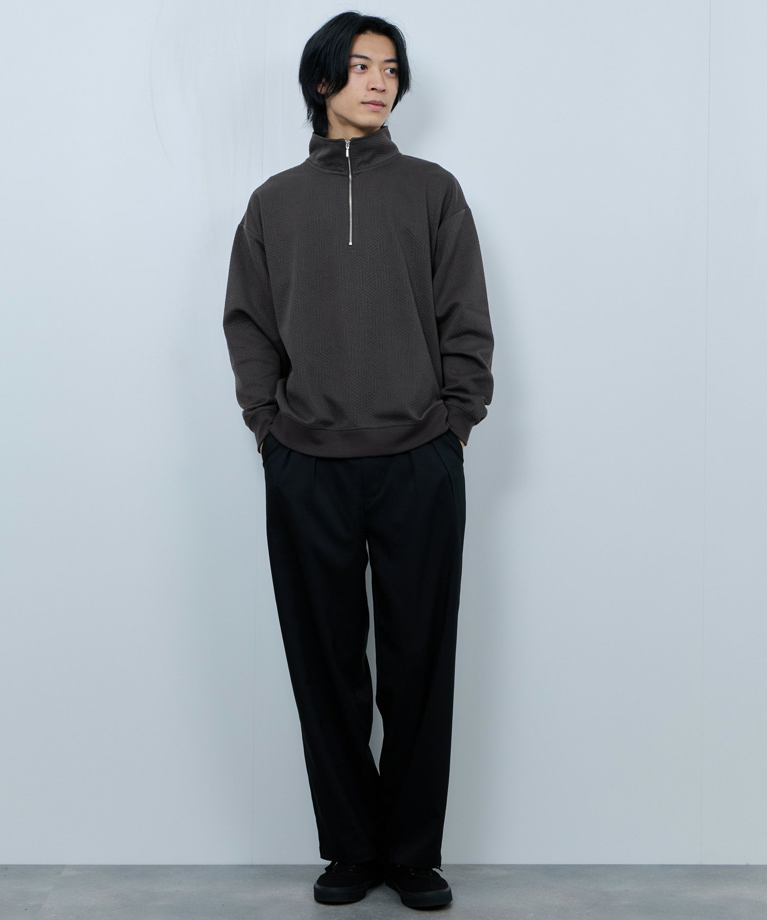 URBAN COLLECTION ふくれジャガード ハーフジップスウェット メンズ
