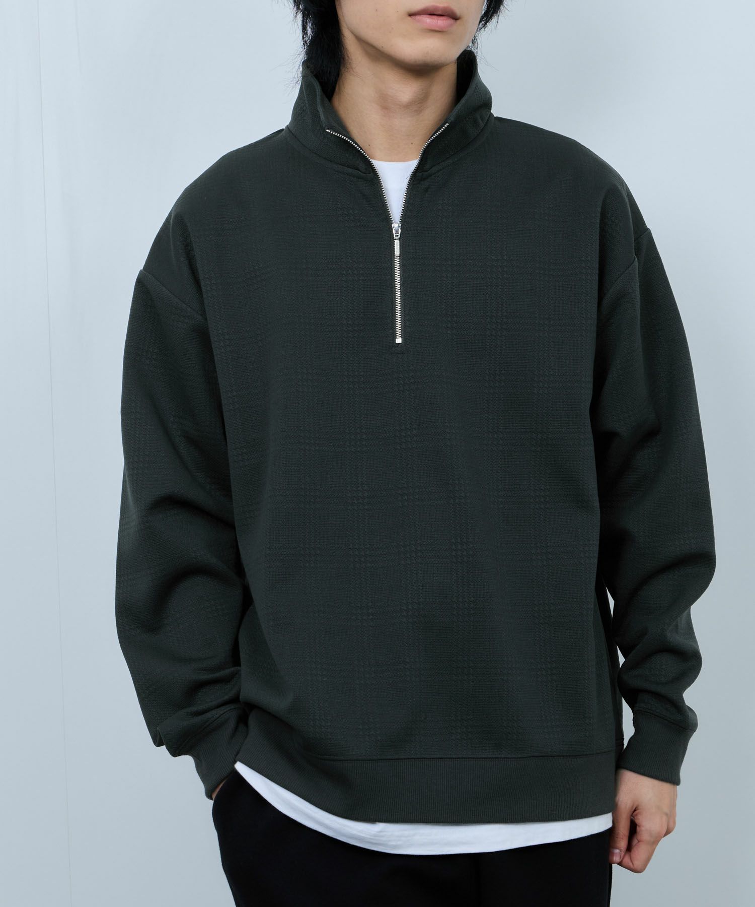 URBAN COLLECTION  ふくれジャガード ハーフジップスウェット メンズ商品画像-16