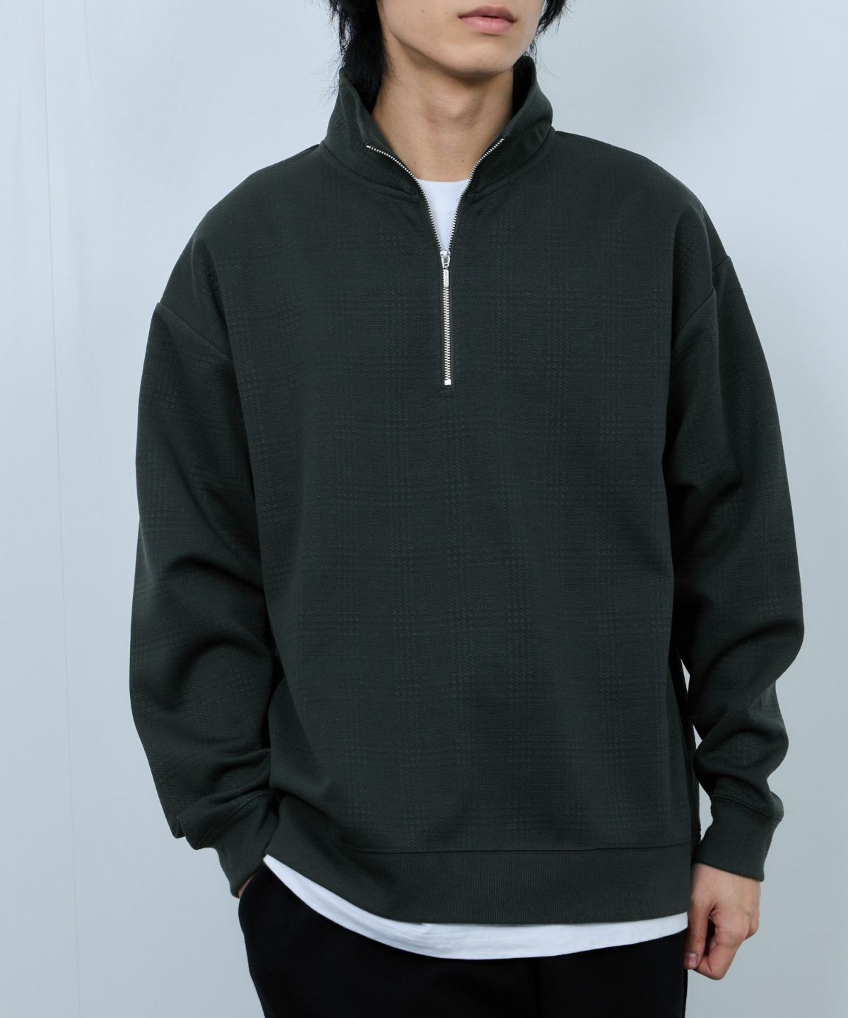 URBAN COLLECTION ふくれジャガード ハーフジップスウェット メンズ