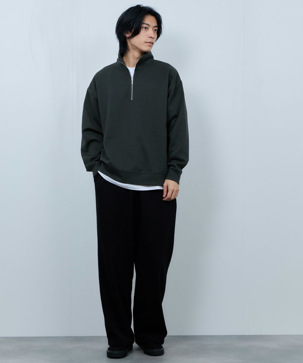 URBAN COLLECTION ふくれジャガード ハーフジップスウェット メンズ