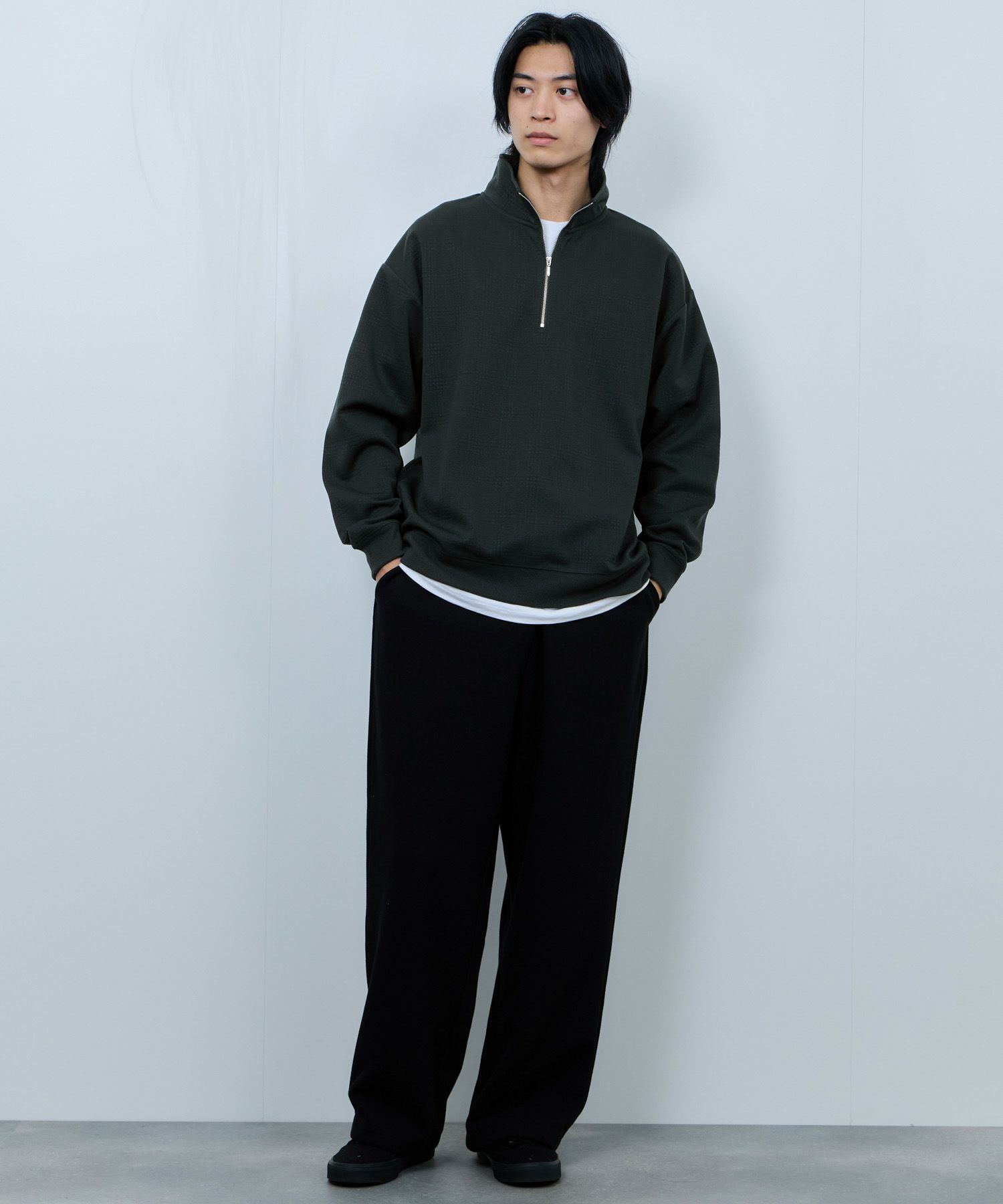 URBAN COLLECTION  ふくれジャガード ハーフジップスウェット メンズ商品サムネイル-18