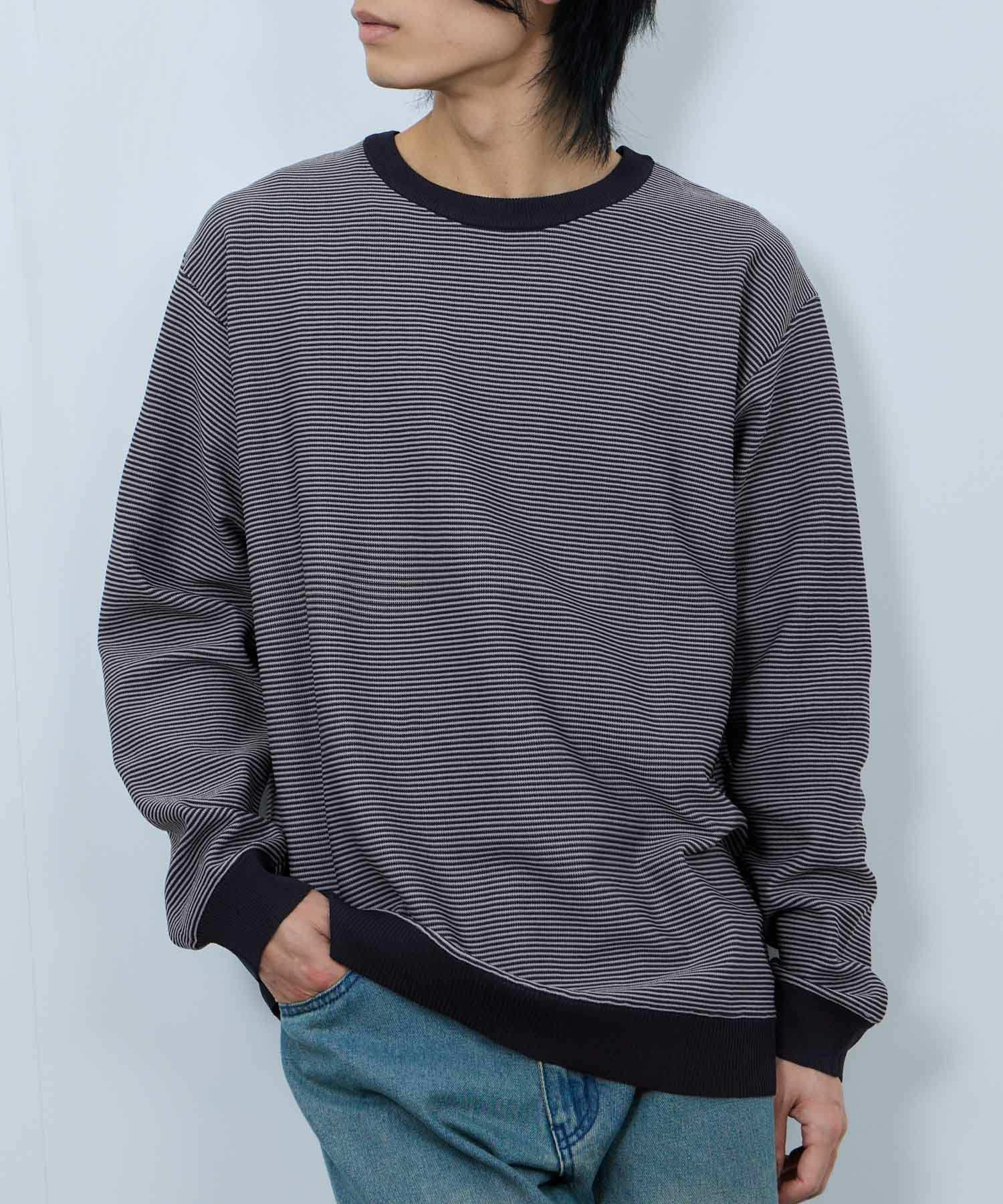 Real Standard  ボーダークルーネックニット メンズ商品画像-3