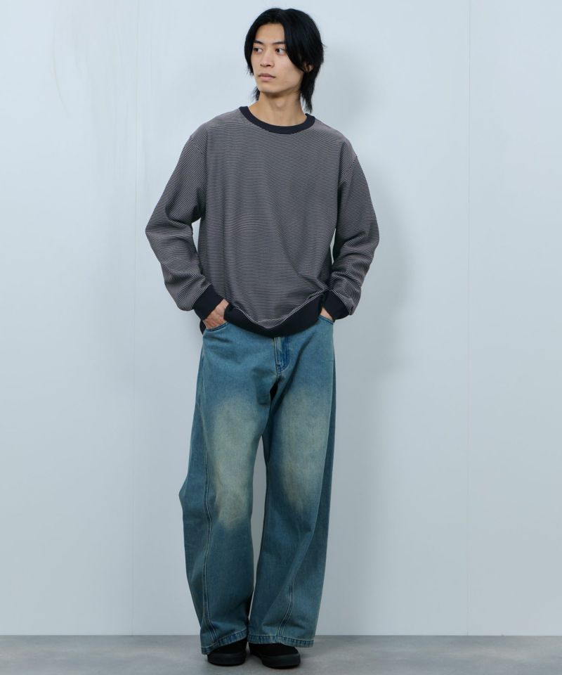 Real Standard  ボーダークルーネックニット メンズ商品画像-12