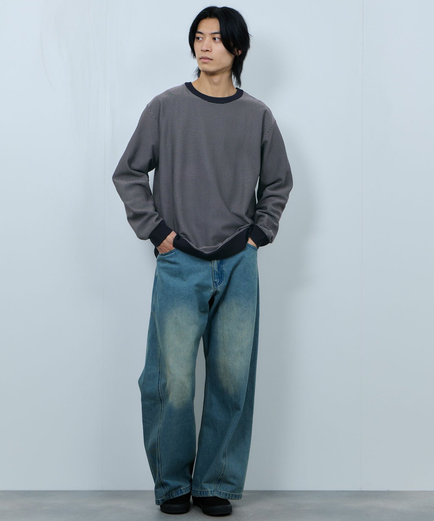 Real Standard ボーダークルーネックニット メンズ