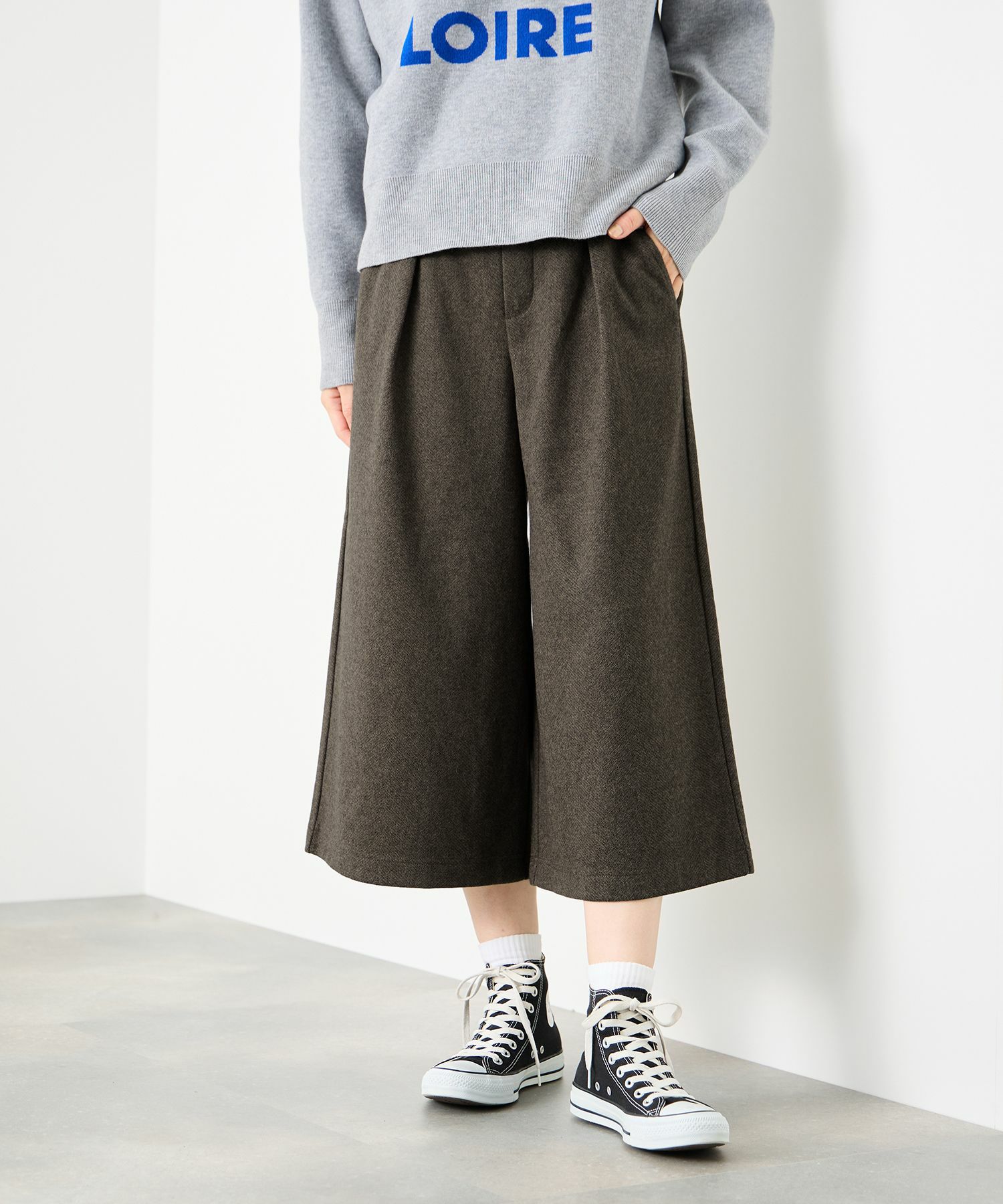 Idnes ツイードライククロップドパンツ レディース