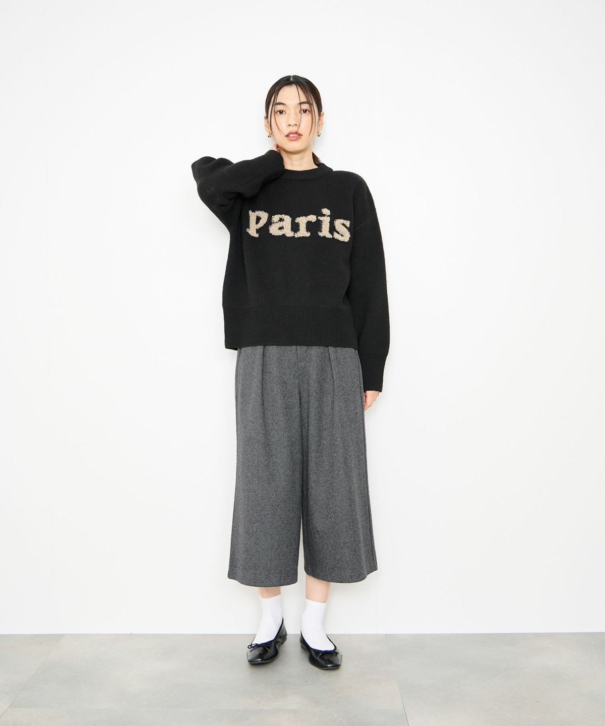 Idnes ツイードライククロップドパンツ レディース