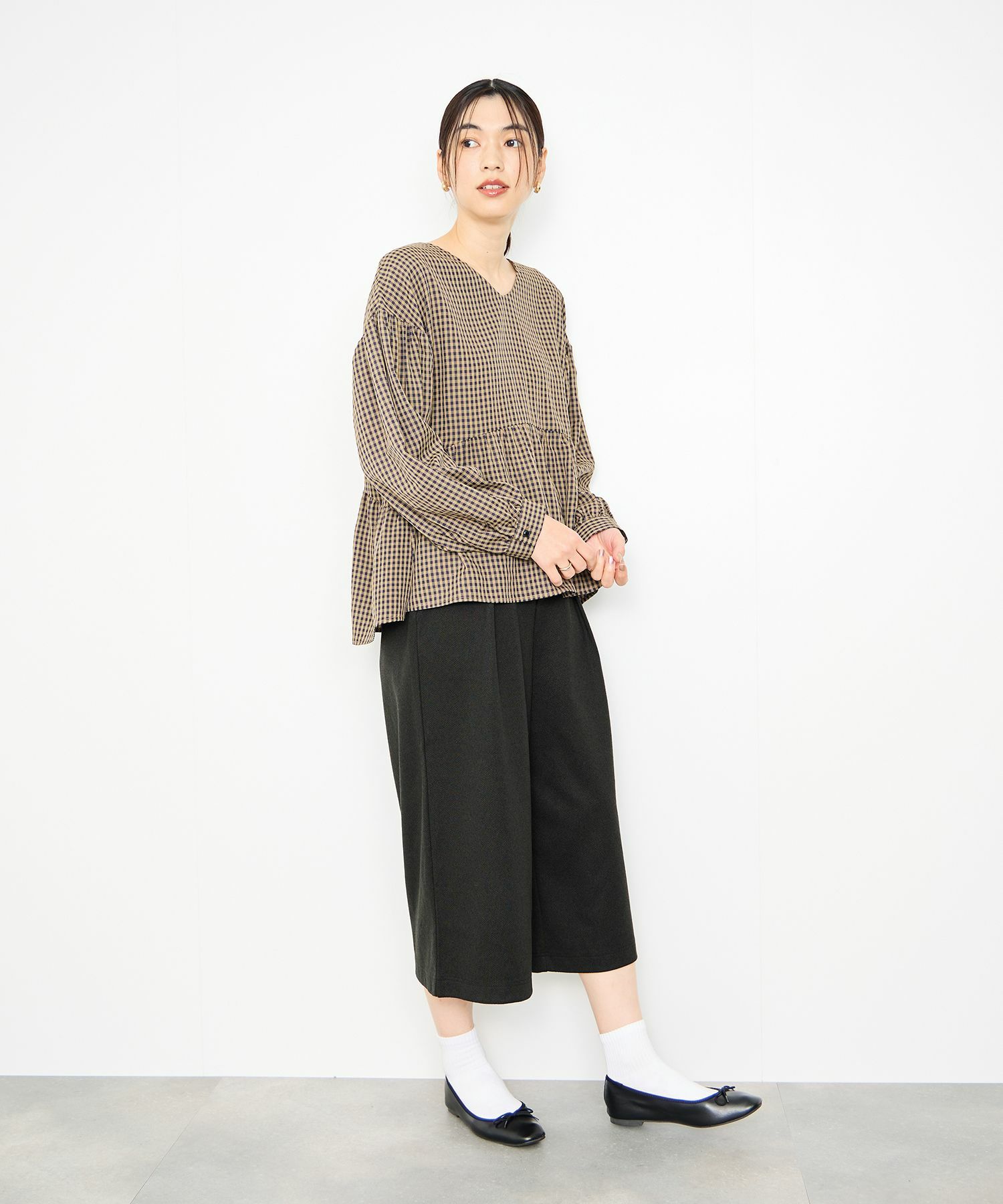 Idnes ツイードライククロップドパンツ レディース