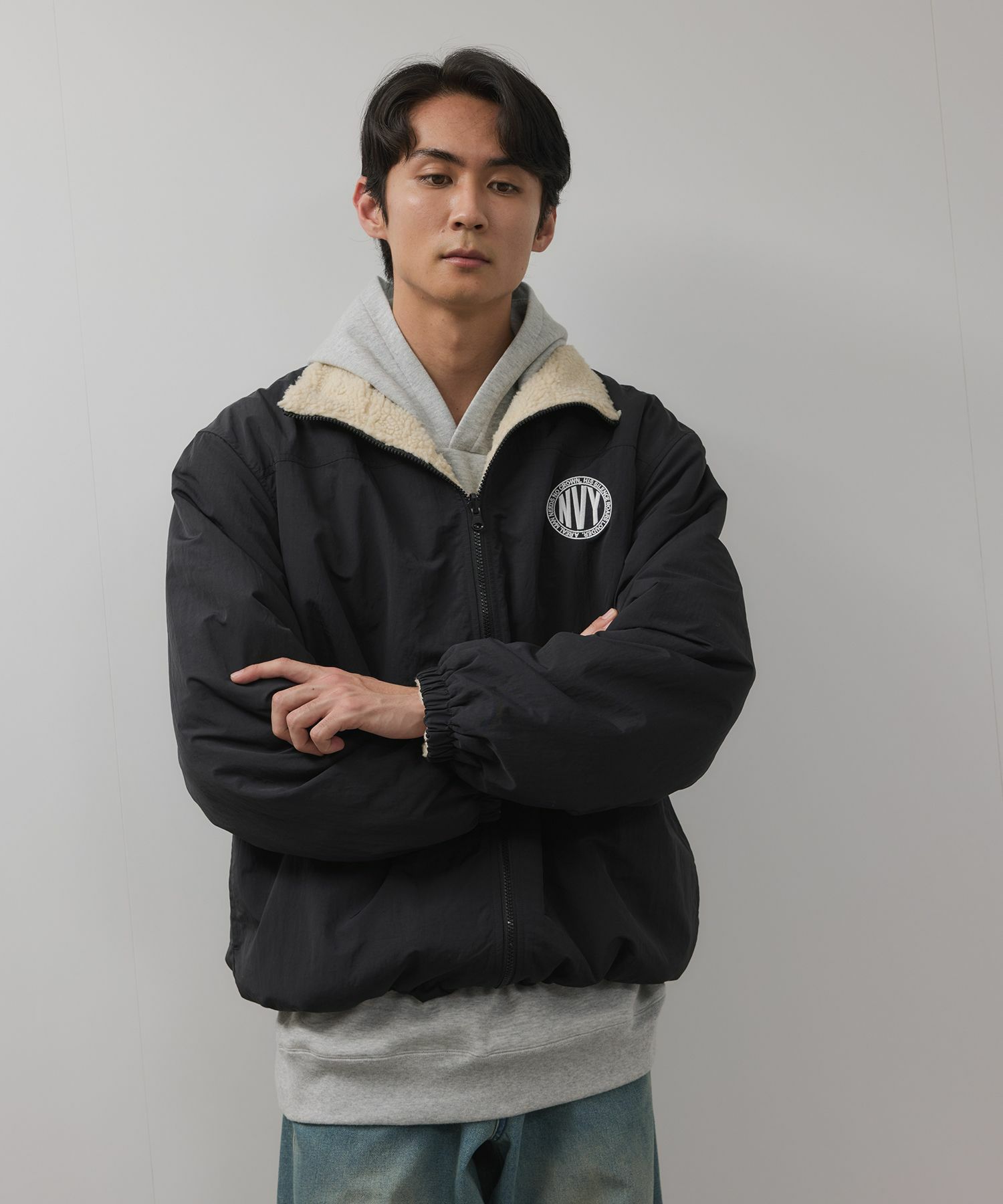 NAVY 裏ボアリバーシブルブルゾン メンズ