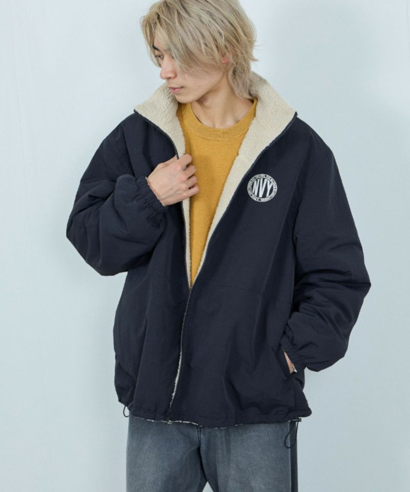 NAVY  裏ボアリバーシブルブルゾン メンズ商品画像-2