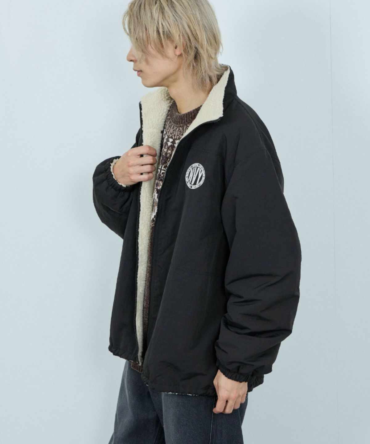 NAVY 裏ボアリバーシブルブルゾン メンズ