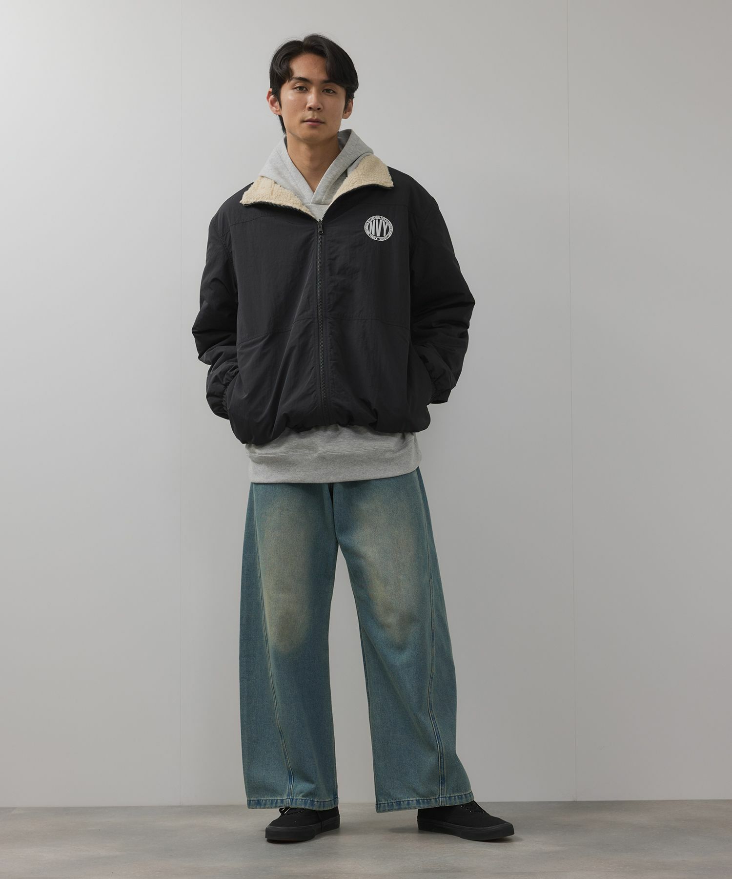 NAVY  裏ボアリバーシブルブルゾン メンズ商品画像-5