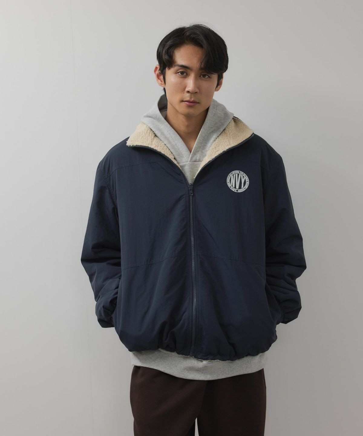 NAVY 裏ボアリバーシブルブルゾン メンズ