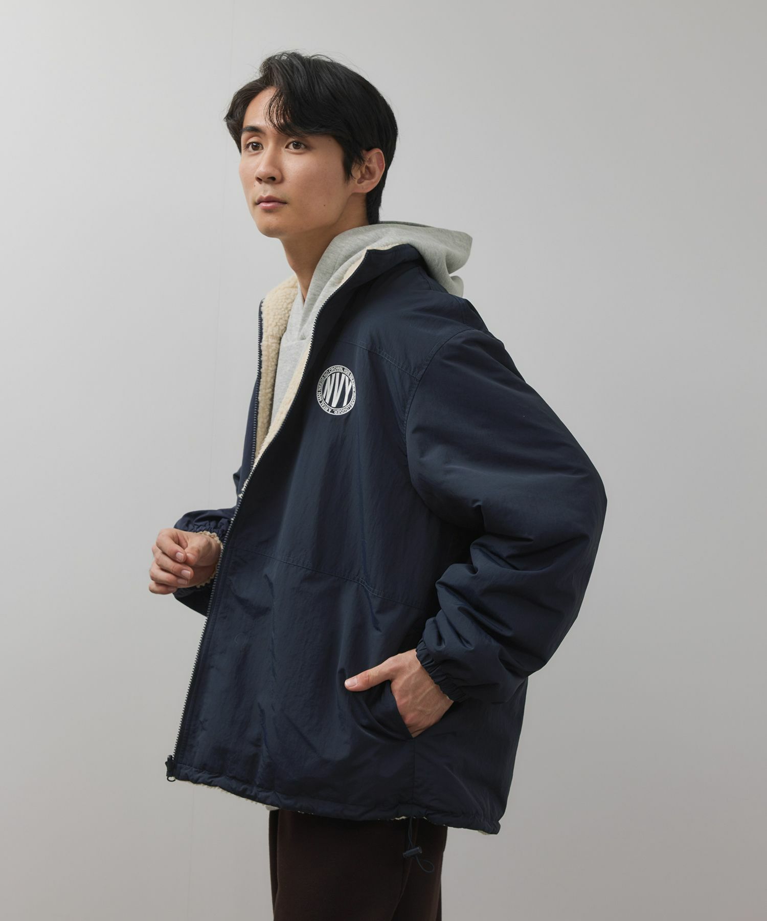 NAVY 裏ボアリバーシブルブルゾン メンズ